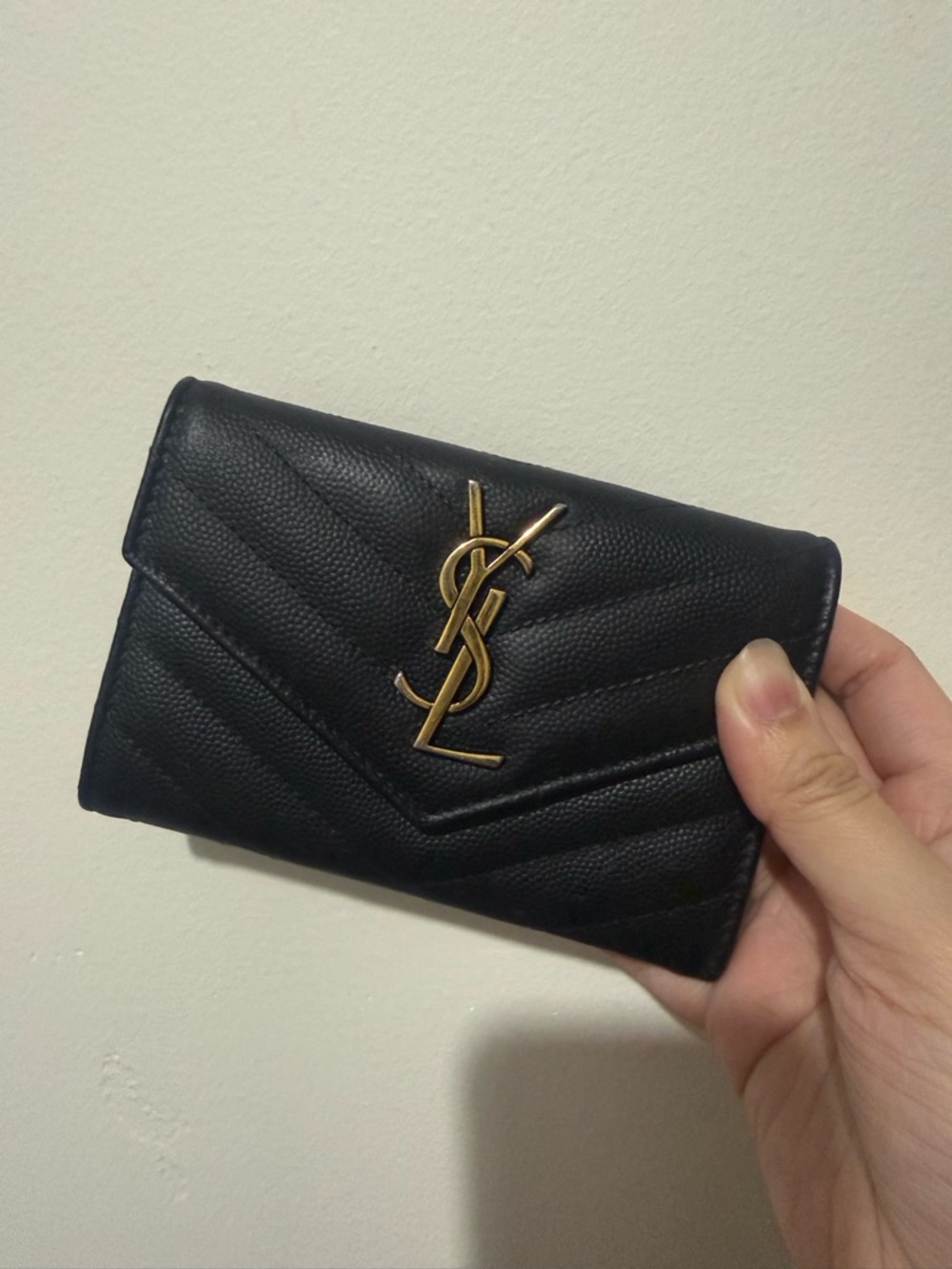 Saint Laurent Black Cassandre Wallet Gold YSL Emblem (authentic)